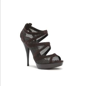 Fendi Brown Boudoir Suede Mesh Platform Stiletto